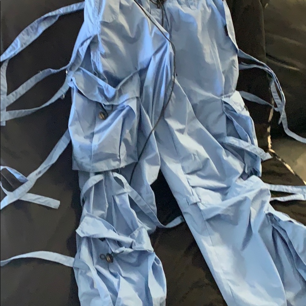 EDM baby blue pants rare w/ 4 side pockets & bungees